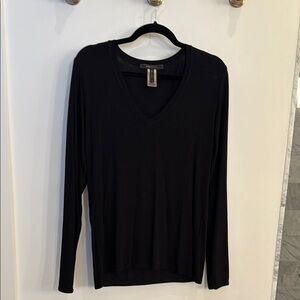 Black V-Neck Long Sleeve Top
